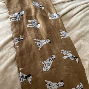 Tan Brown Scarf with Illustrated Dalmatian Dogs